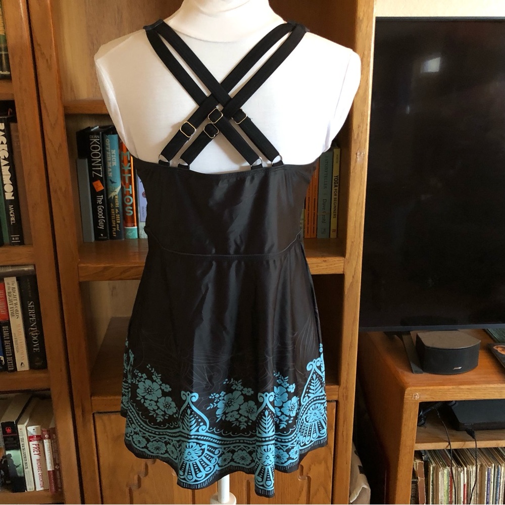 NWOT Plus Sized Teal and Black Swim Dress - Picture 4 of 7
